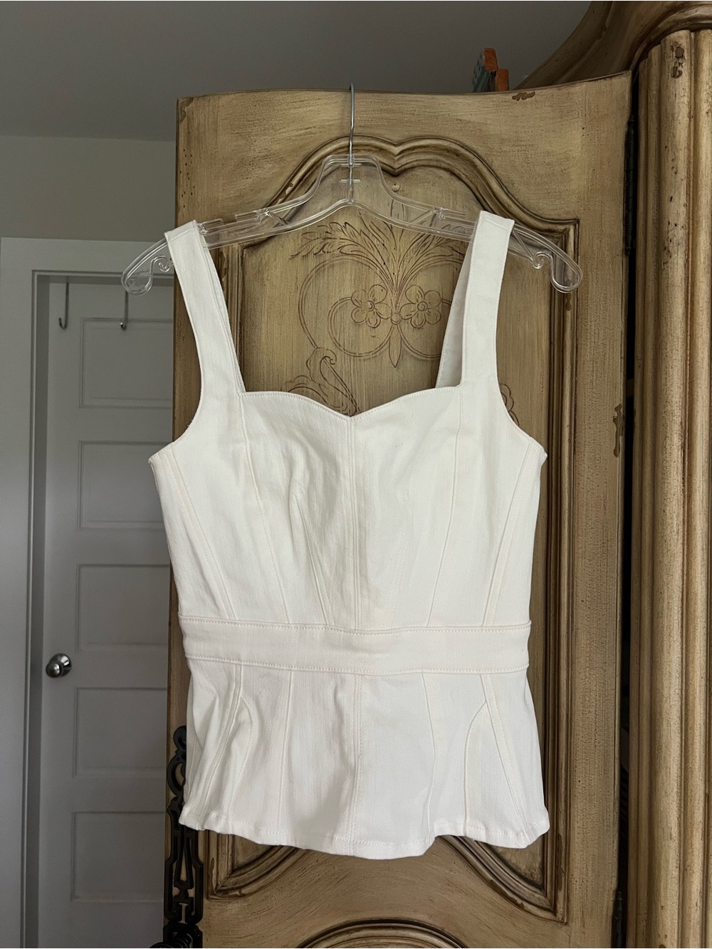 7 For All Mankind White, Denim Corset Top